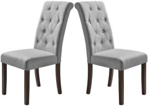 Quality Tomile Gray Tufted Dining Chairs Set Of 2 / Upholstery Fabric Dining Chairs wholesale