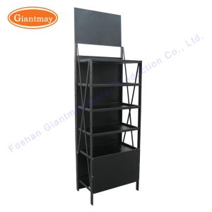 Quality 5 Tiers Floor Standing Customized Black Metal Slatwall Display Shelf Units wholesale