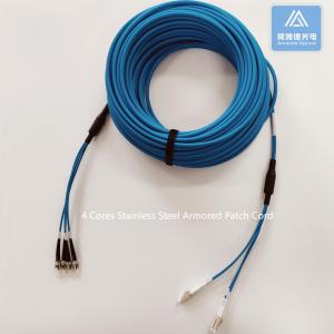 Quality 4 Cores OM2 Stainless Steel Armored Fiber Patch Cable ST-DLC-40M 6.5mm Blue LSZH wholesale