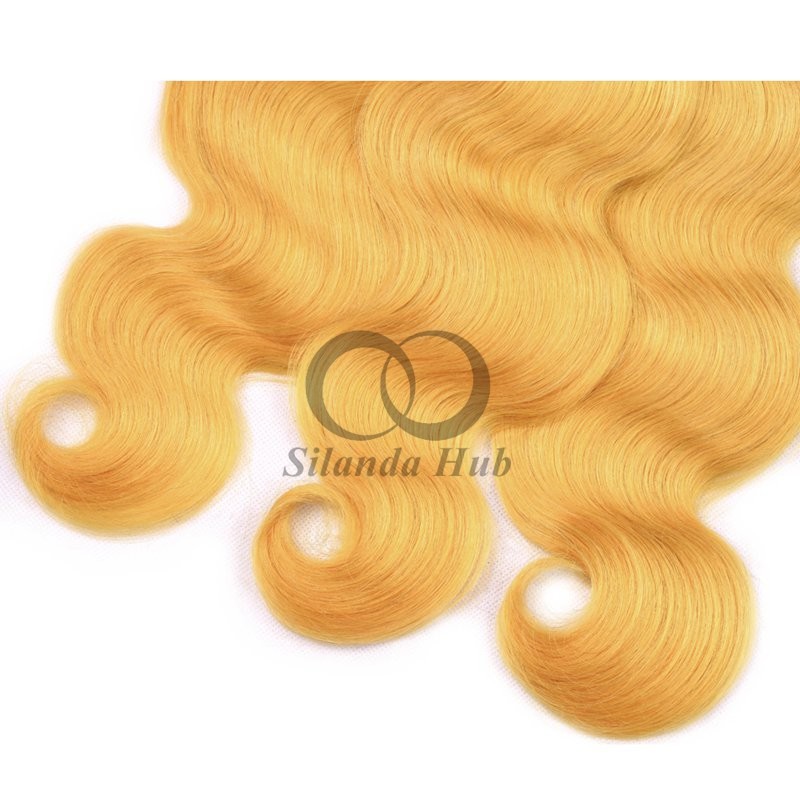 Yellow Body Wave Remy Human Hair Bundles Sew In Weave Bundles Brazilian Bundle Deals