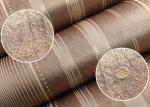 Brown Embossment PVC Living Room Striped Wallpaper Water Resistant Wallpaper
