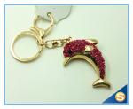 Novelty Dolphin Shape Crystal Lovely Metal Key Chains Women Bag Accessories