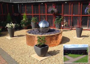 Quality 70cm Metal Garden Ornaments Stainless Steel Sphere Water Feature With LED Lights wholesale