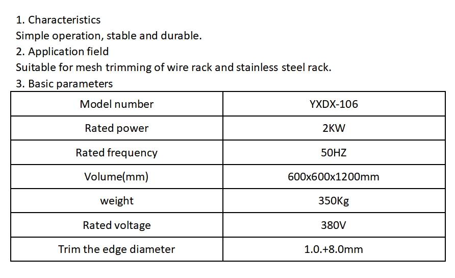 YXDX-106 Heavy Duty Trimming Machine for Metal Wire Rack Stainless Steel Rack Mesh