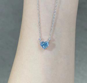 Quality 1.51ct Lab Diamond Jewelry Synthetic Cvd Blue Heart Cut Pendant 18k White Gold wholesale