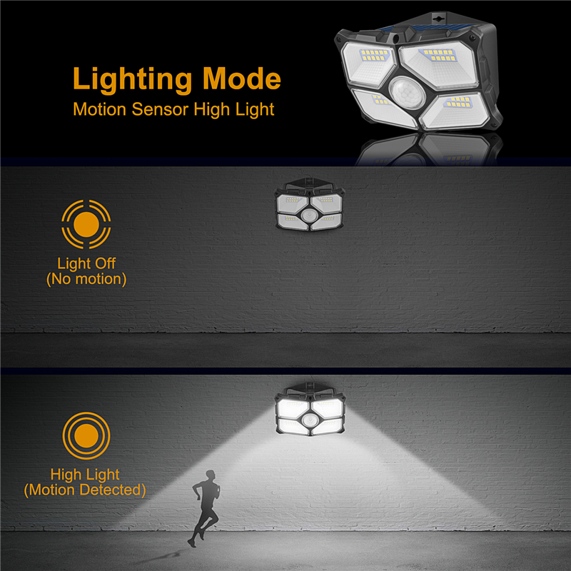 IP65 Waterproof Outdoor High-performance Solar Panel Super Bright Durable Material Solar Security PIR Sensor Light