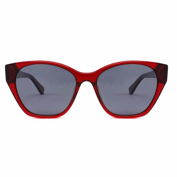 Red Color Transparent Cat Eye Acetate Frame Sunglasses For Women Uv400