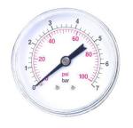 pressure gauge, pressure gage, pressure meter, piezometer, pump accessory