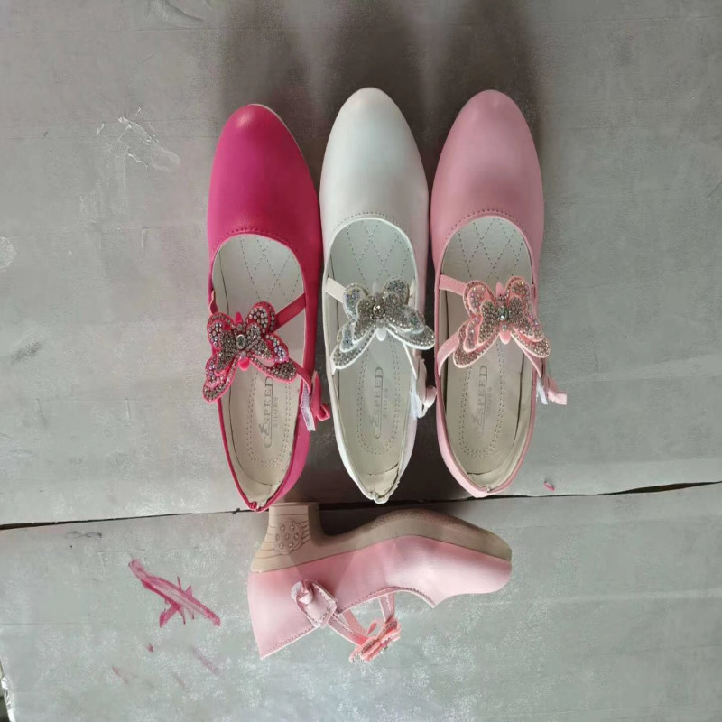 Girl'S Cute Shoes Butterfly Decoration 3colors Children'S Princess Shoes Casual Pink Color