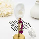 Chunky Stainless Steel Gold Clip On Earrings Ladies Red Opal Earrings