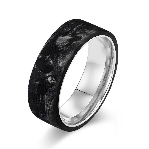 New Arrival Plated Gold and Rose Gold Forged Carbon Fiber Wedding Bands Mens