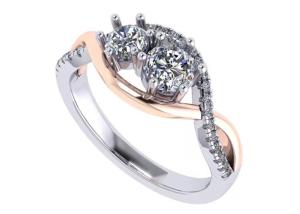 Quality Round Cut 9K Silver Ring 9 Carat Romantic 2 Tone Color ODM For Wedding wholesale