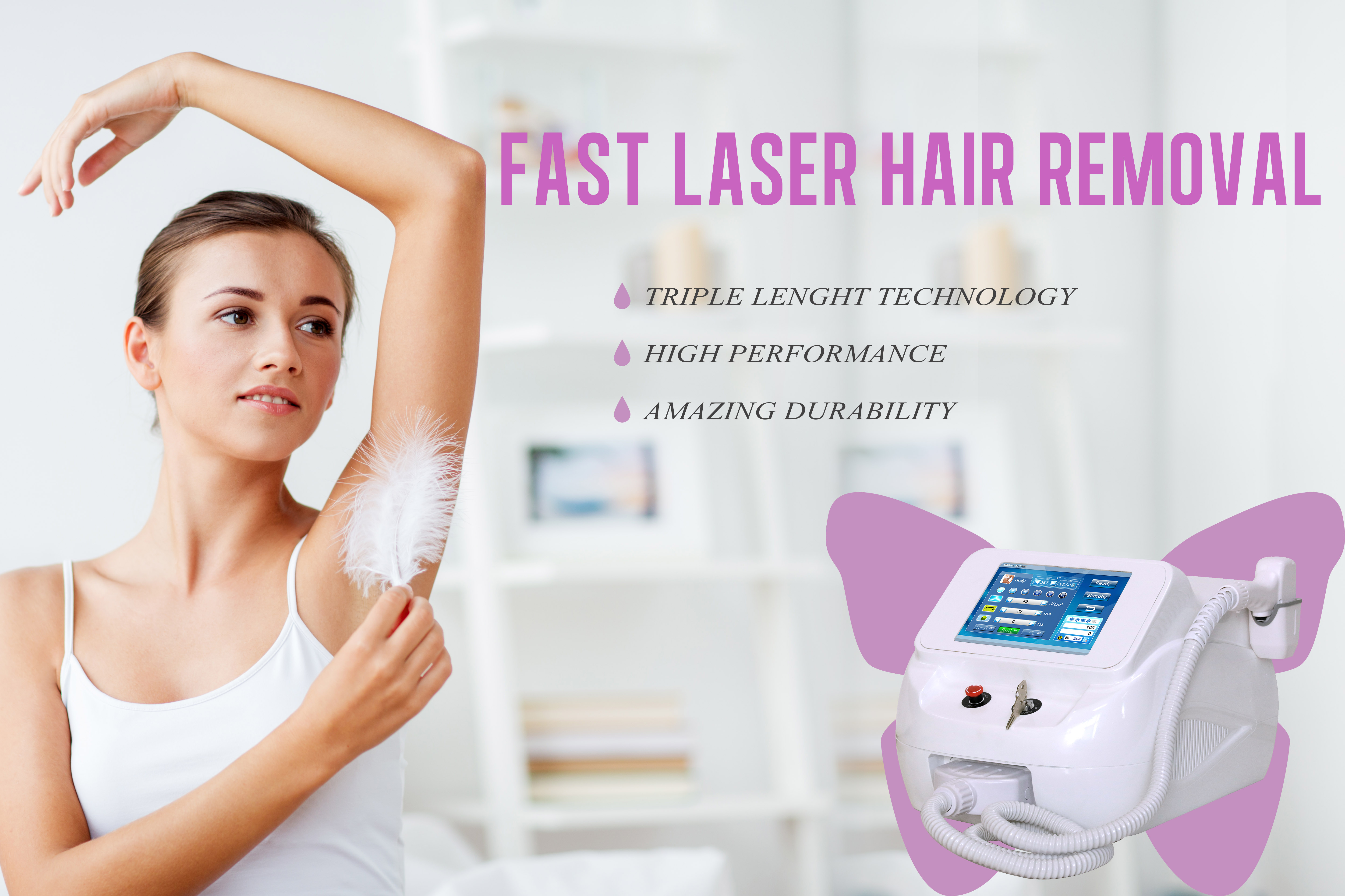 600W -1600W Diode Laser Hair Removal Epilator 755nm 808nm 1064nm OEM ODM