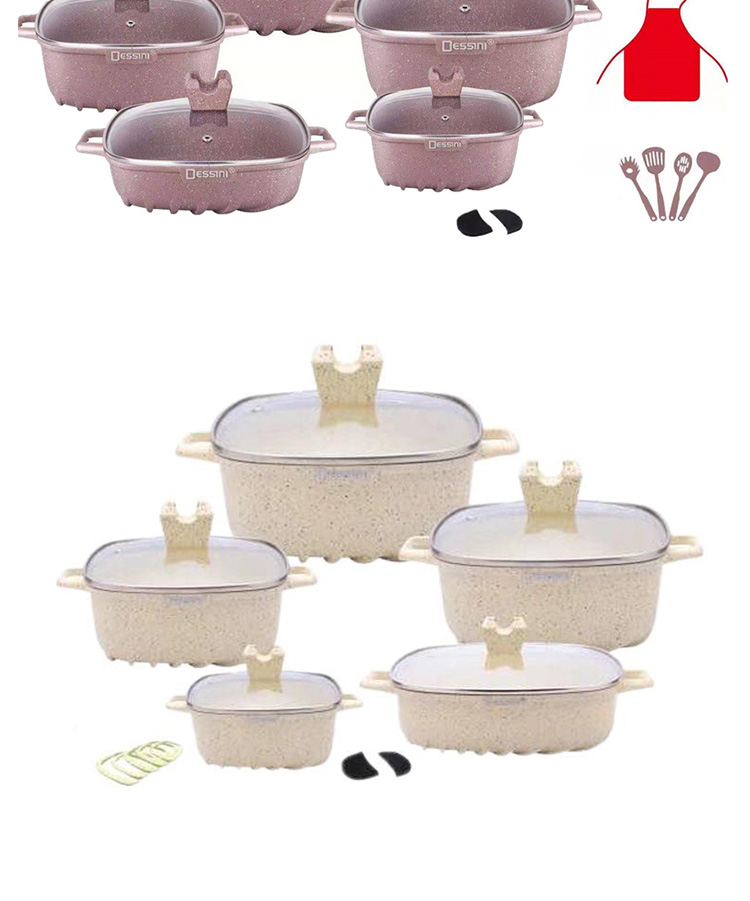 Wholesale Hot Selling White Kitchen Cooking Square Pot Sets Aluminum Non-Stick Cookware Pot Sets
