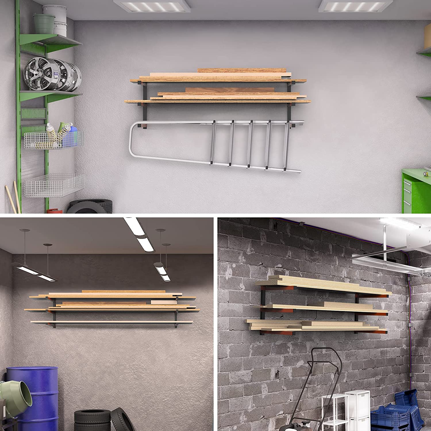 Wall-Mounted Lumber Storage Rack For Indoor And Outdoor Perfect For Home
