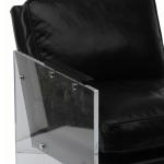 SGS Defaico Black Genuine Leather Chair With Acrylic Frame
