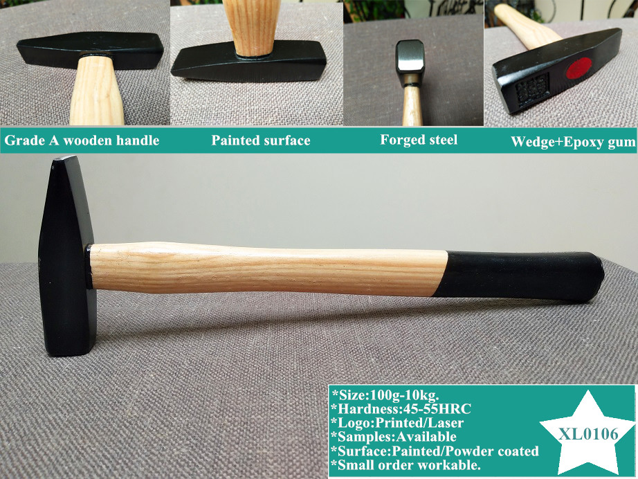 Forged carbon steel Machinist Hammer with wooden handle and black painted surface (XL-0106)