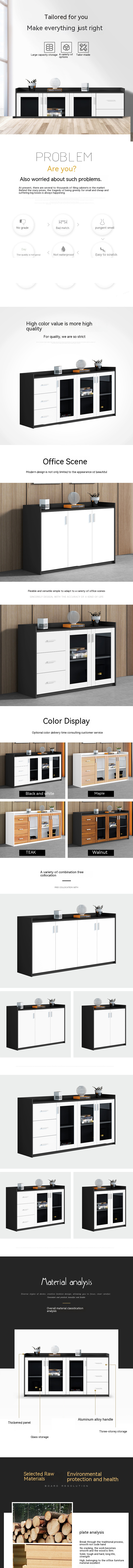 Minimalist Design Assembled Wooden Custom Office Storage Cabinets for Firms