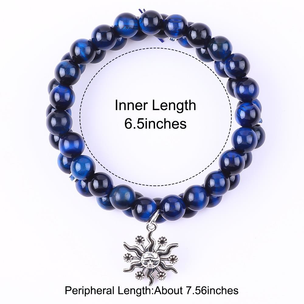 Elastic Round Dark Blue 8mm Tiger Eye Gemstone Bracelet Healing Energy Charm Jewelry
