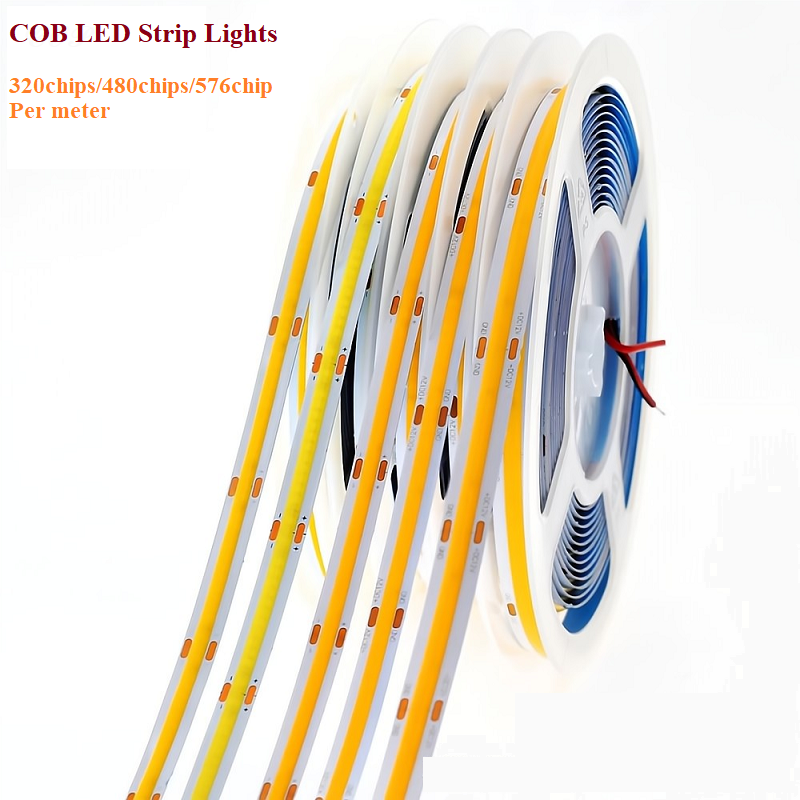 4000K COB Flexible LED Strip 480Leds 8mm10mm Width for Cabinet Bedroom Kitchen Lighting