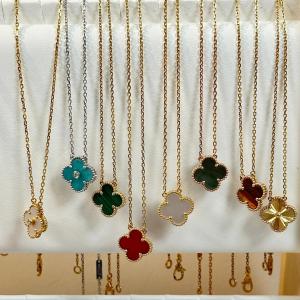 Quality Malachite Jewelry 18k Solid Gold Necklace Replica Jewelry VAN Four Leaf Clover Necklace wholesale