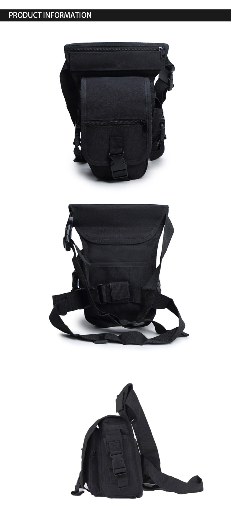 600D Nylon Fabric Waist Bag Belt for Outdoor Training Hiking Mountaineering in Khaki