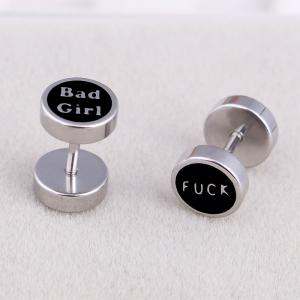 Quality Hot sale stainless steel bad girl typeface stud earrings for women wholesale