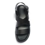Summer Cow Leather Upper Black Genuine Leather Sandals