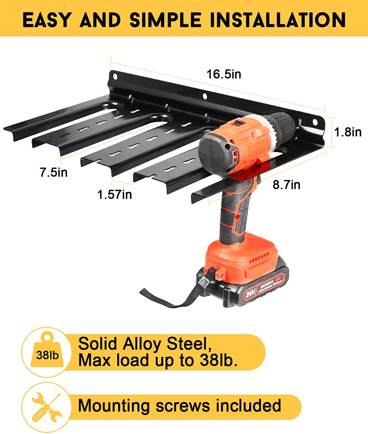 Power Tool Cordless Drill Steel Storage Rack for Heavy Duty Aluminum Organizer Holder