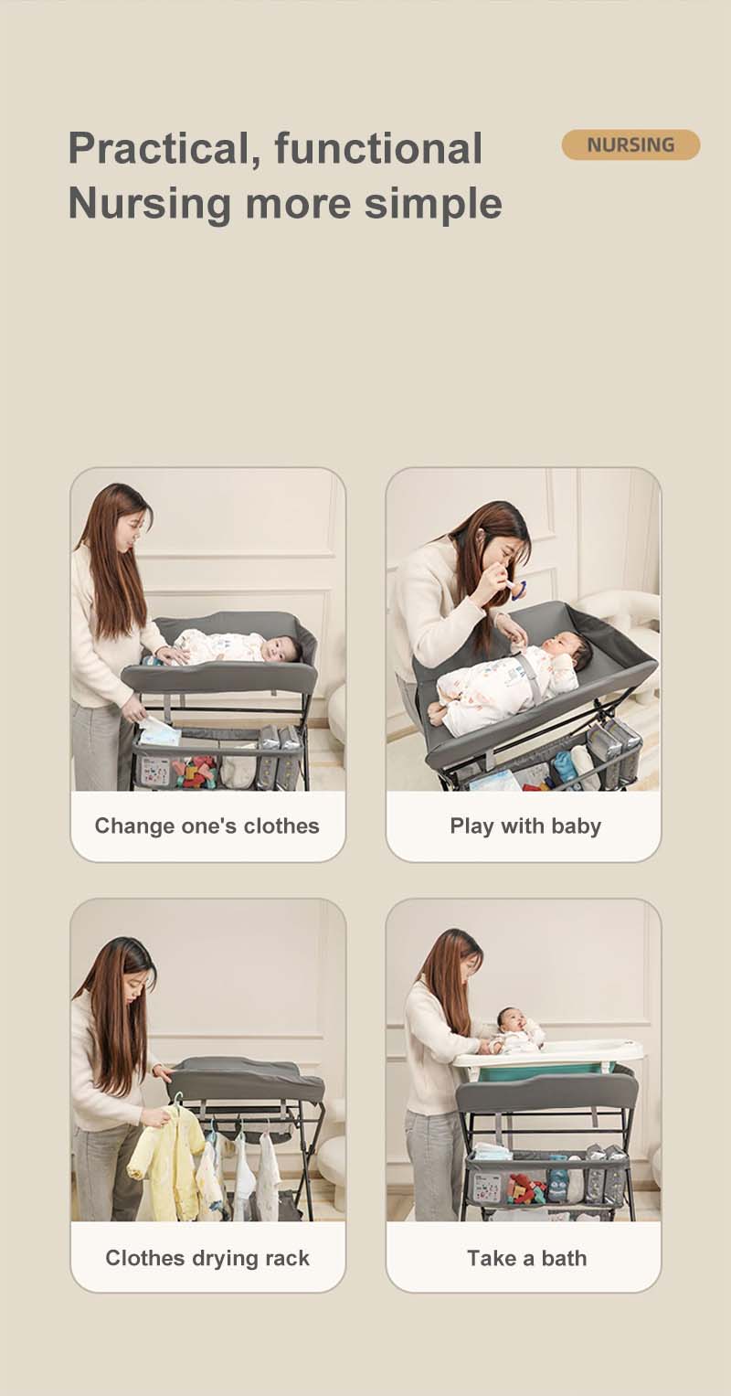 Height Adjustable Multi-Functional Baby Changing Station Newborn Changing Table