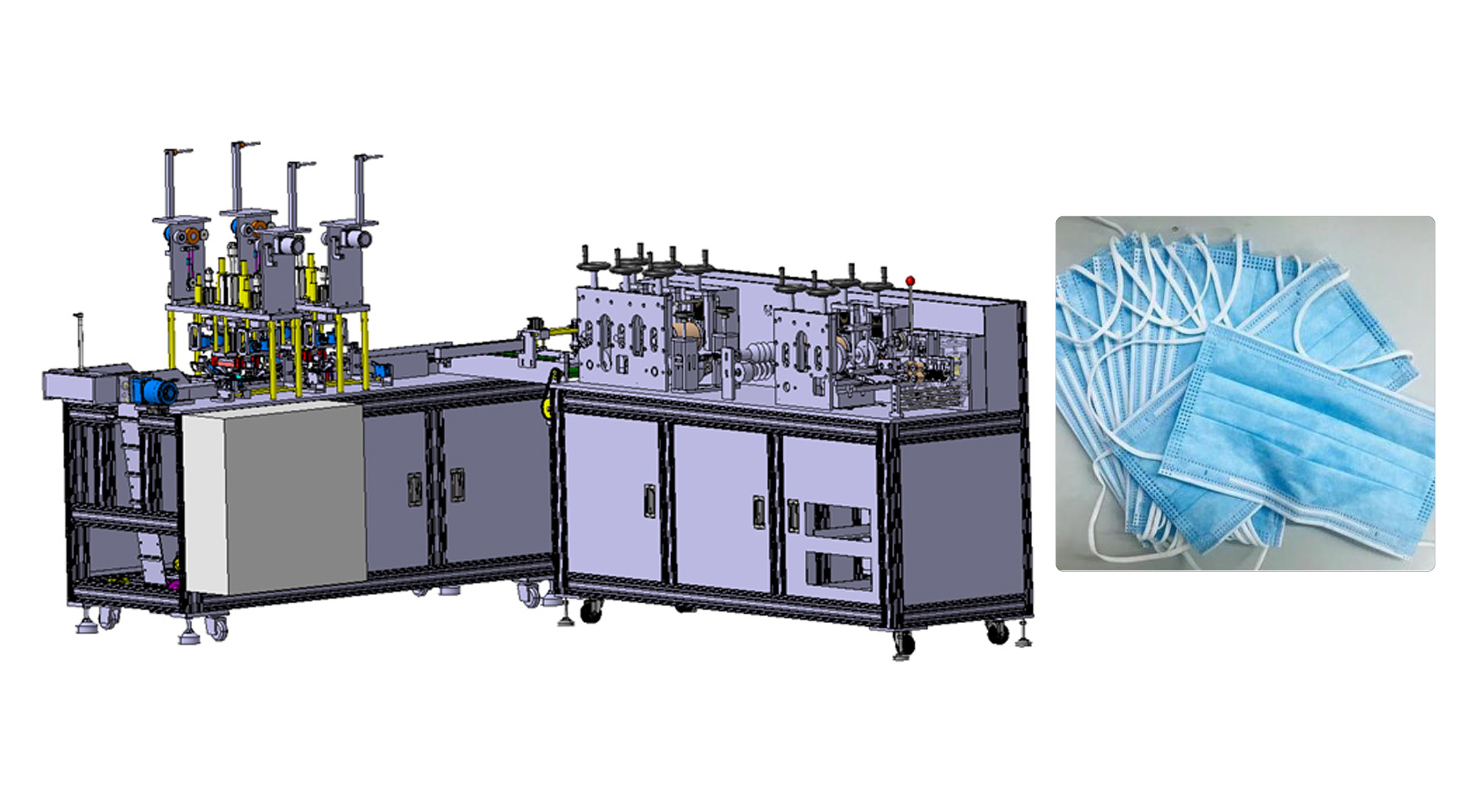 Energy Saving 3 Ply Disposable Facial Mask Machine / Automatic Mask Making Equipment
