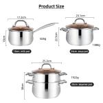 Wholesale 18/8 Stainless Steel Cooking Soup Pot Set Kitchen Ware Double Bottom