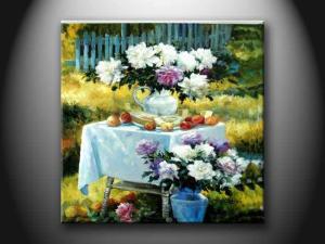 Quality Interior House Landscape Custom oil Paint Handmade Oil Painting with Flower HHD1123 wholesale
