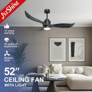 Quality Lamp Body Material Metal 52inch Black 3 ABS Blades DC 35W Simple Decorative Ceiling Fan with LED Light wholesale