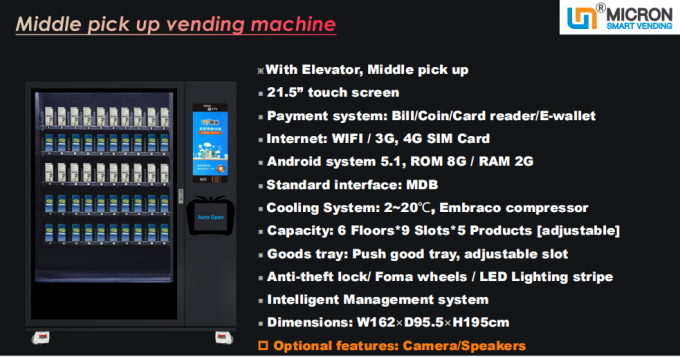 Fruit Saland Automatic Vending Machine 21.5 Inches  Screen 10 Adjustable Channels