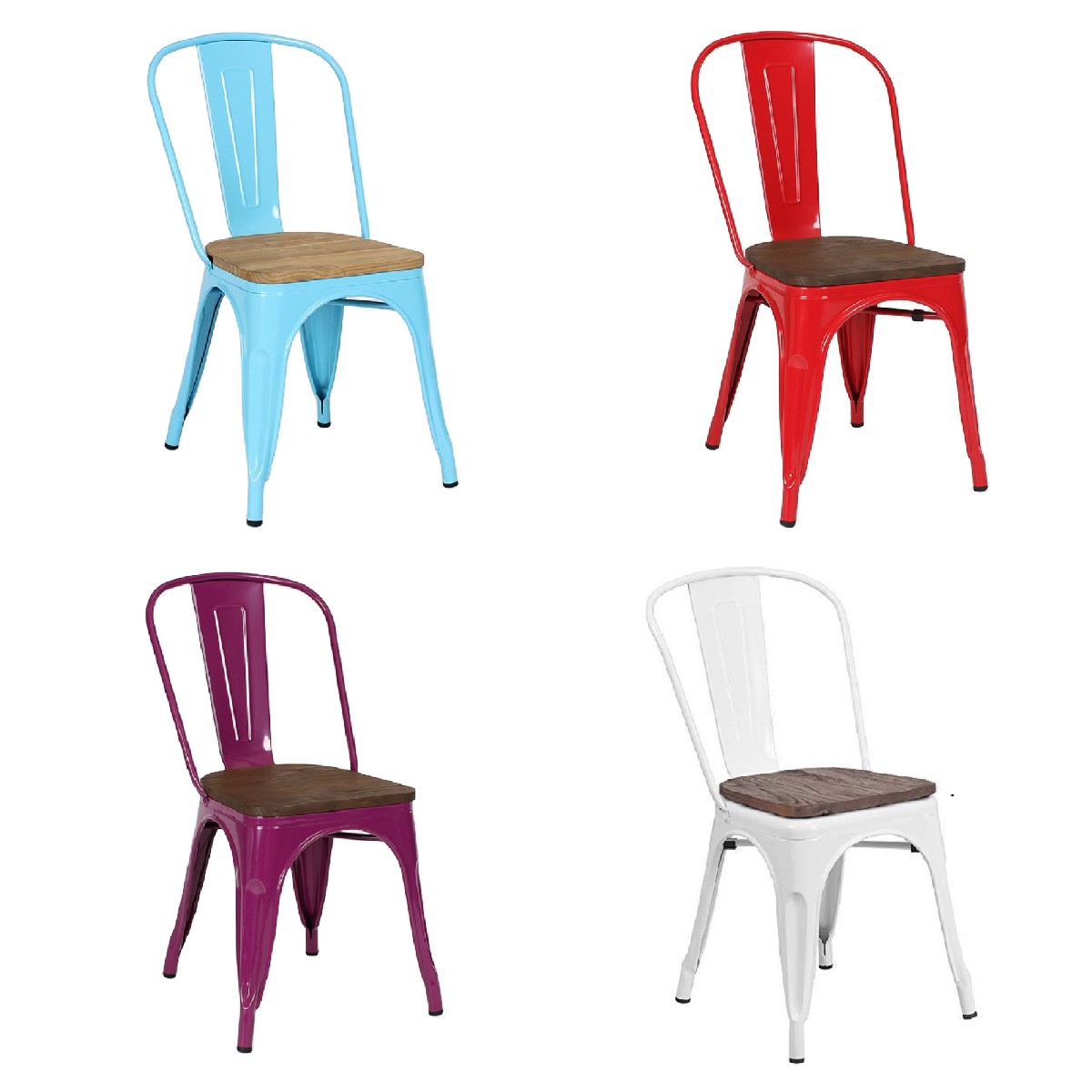 Red Blue Stackable Metal Outdoor Dining Chairs Antique Iron