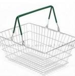 Grocery Store 19L Hand Shopping Basket Zinc Coated Silver Metallic Storage