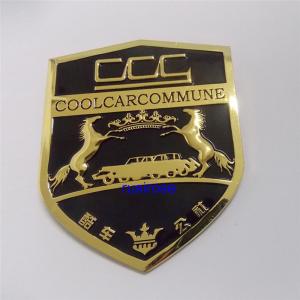 Quality Customized personality golden car stickers, gold double horse stereo car logo custom, painted metal medallion custom wholesale
