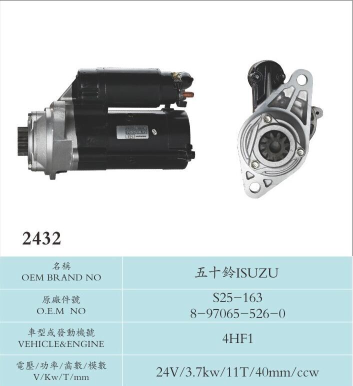 1 Year Warranty Mitsubishi Starter Motor Sliding Armature Driving Type S25-163 8-97065-526-0 4HF1