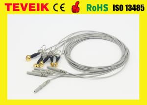 Quality Reusable Medical Neurofeedback TPU Gold Pated Copper DIN 1.5mm Ear-Clip EEG Electrode Cable wholesale