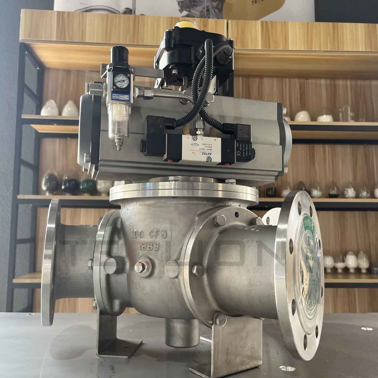Stainless steel pneumatic conveying powder particle three-way ball valve