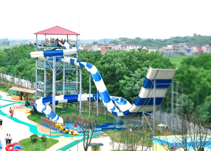 Aqua Park Swimming Pool Slides , Fiberglass Water Slides Customized Logo
