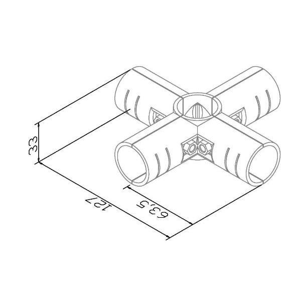 HJ-5 Electroplate Right Angle Lean Tube Connector Four End For Rack Horizontal Connection