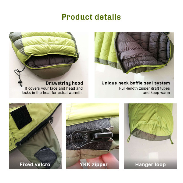Outdoor Duck Down Wide Mummy Style Sleeping Bag Winter Sleeping Bags For Hiking