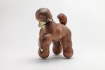 Brown Wooden Dog Statues Sculptures With Beech Birch Mateiral