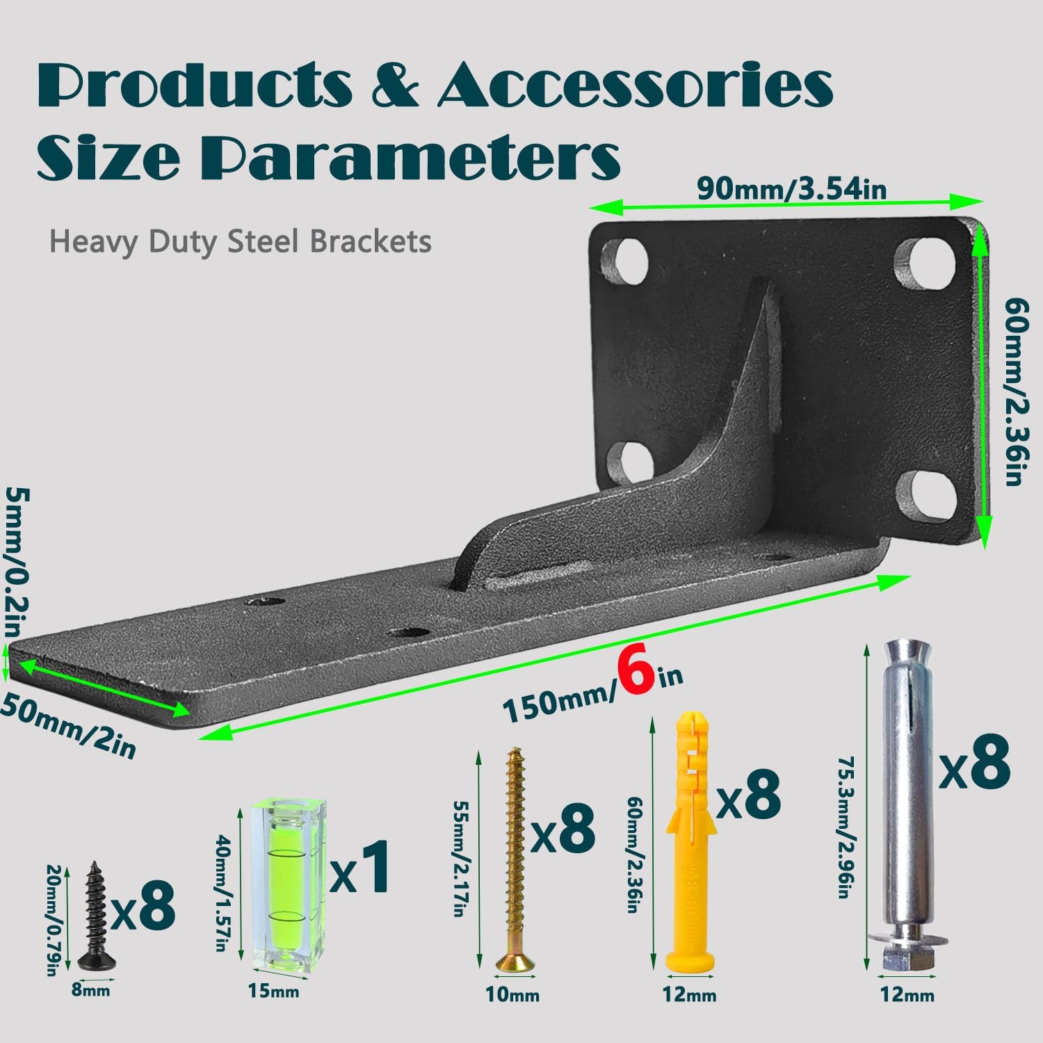 6 Inch Heavy Duty Wall Mount Floating Shelf Brackets Cast Iron Industrial Black L-Shelving Bracket