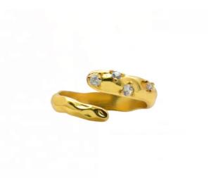 Quality Size 4-10 CZ Stone Ring 18K Gold Open Snake 925 Sterling Silver Animal Rings wholesale