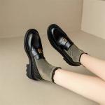 Fashion Black Flat Loafer Shoes With Heels Height 4CM