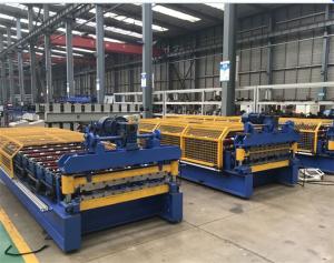 Quality Iron steel roof panel roll forming machine hydraulic cutting ibr making machine wholesale