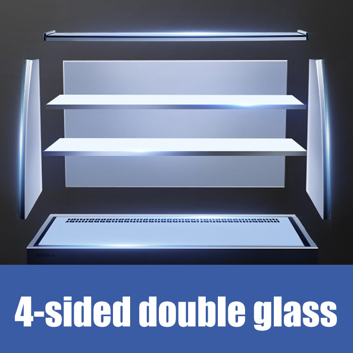 Supermarket Display Cake Showcase , Four Sided Glass Dessert Display Cooler